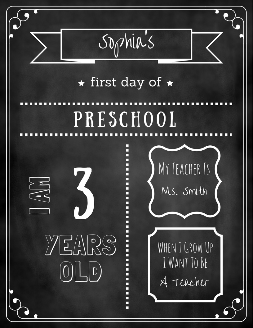 1st Day Of School Chalkboard Sign Early Learning Center Frisco TX